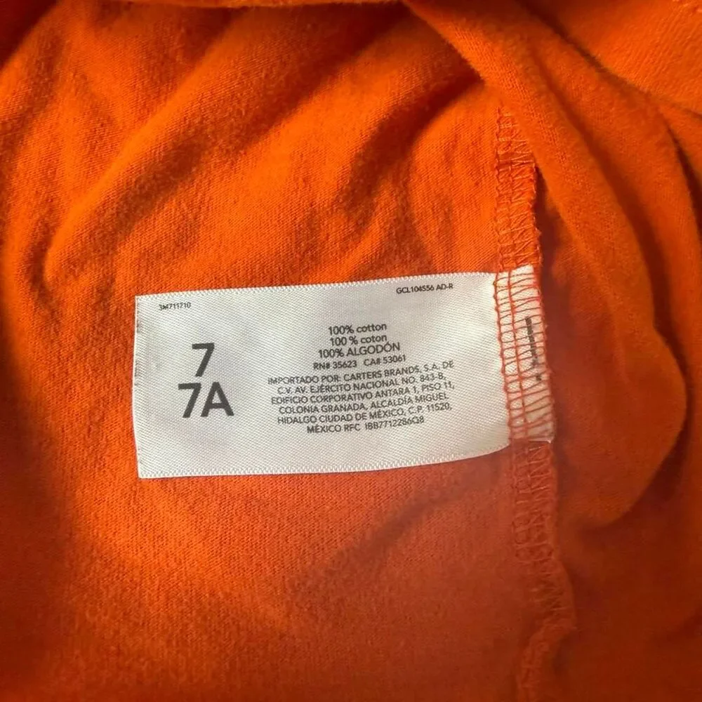 Carter’s Kid Boys Orange Colorblock Long Sleeve Shirt Size 7/7A